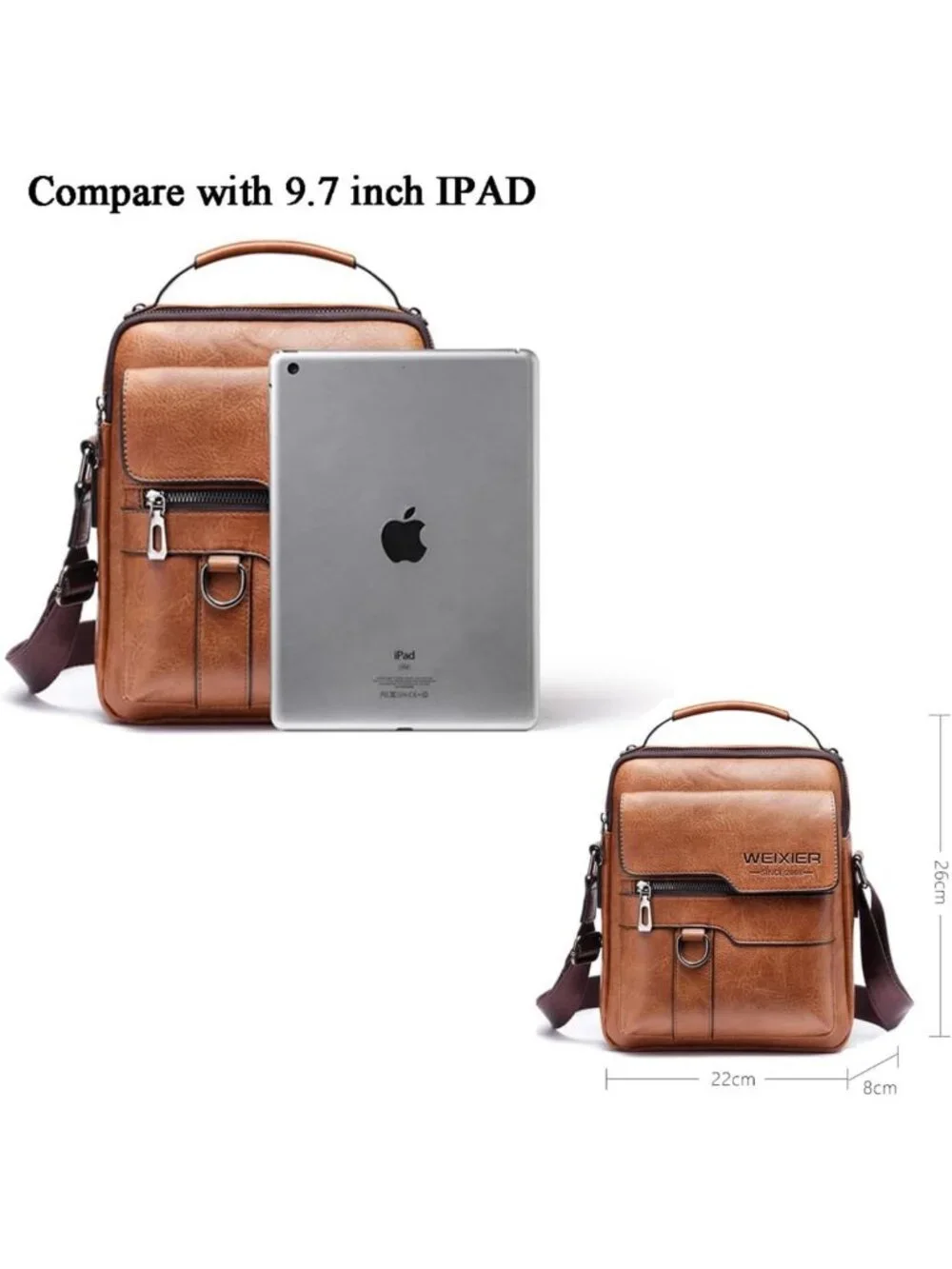 Vintage PU Leather Crossbody Messenger Bag for Men - Small Shoulder Satchel